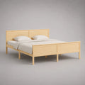Lit double cadre de lit en bois de pin massif naturel 160 x 200 cm