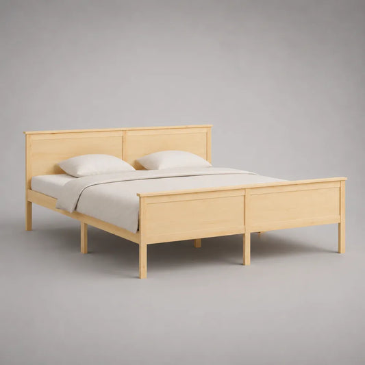 Lit double cadre de lit en bois de pin massif naturel 160 x 200 cm