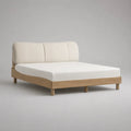 Lit double en bois naturel avec tête de lit rembourrée beige 160 x 200 cm cadre de lit