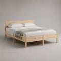 Lit double en bois de pin massif naturel avec tête de lit 160 x 200 cm