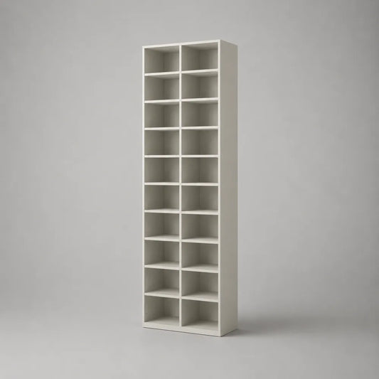 Meuble à chaussures vertical en MDF blanc avec 20 compartiments ouverts 60 x 30 x 180 cm