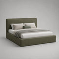 Lit double avec coffre de rangement en tissu polyester vert olive 160 x 200 cm
